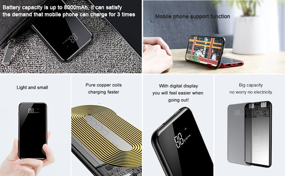 Alpha Charge QI Wireless Charger Power Bank 8000mAh