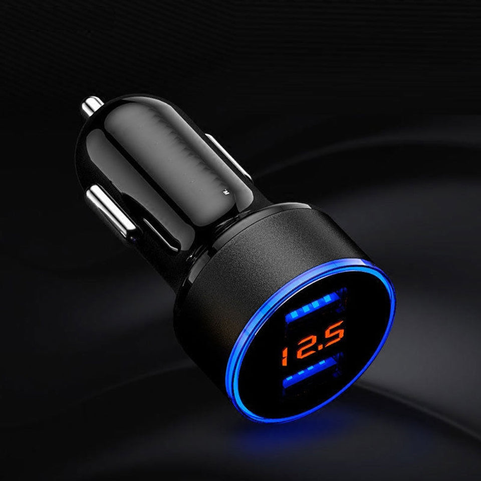 Alpha Charge Dual USB Car Charger With LED Display