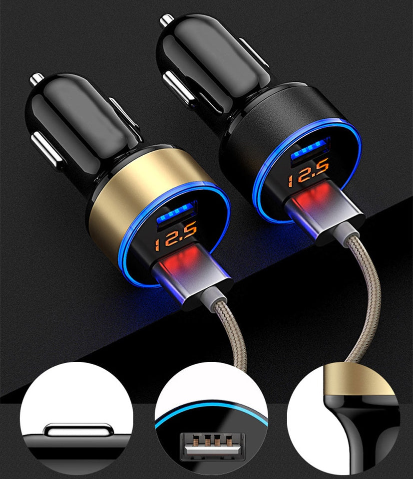 Alpha Charge Dual USB Car Charger With LED Display