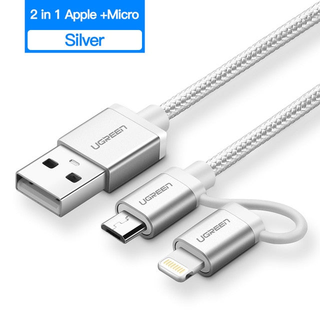 Alpha Charge 3 in 1 USB Cable for iPhone, Micro USB and Type C Cable