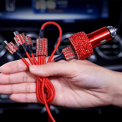 Crystal Finish Car charger with 3 in 1 Charging Cable