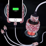 Crystal Finish Car charger with 3 in 1 Charging Cable