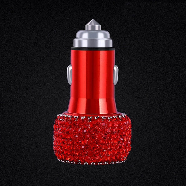 Crystal Finish Car charger with 3 in 1 Charging Cable